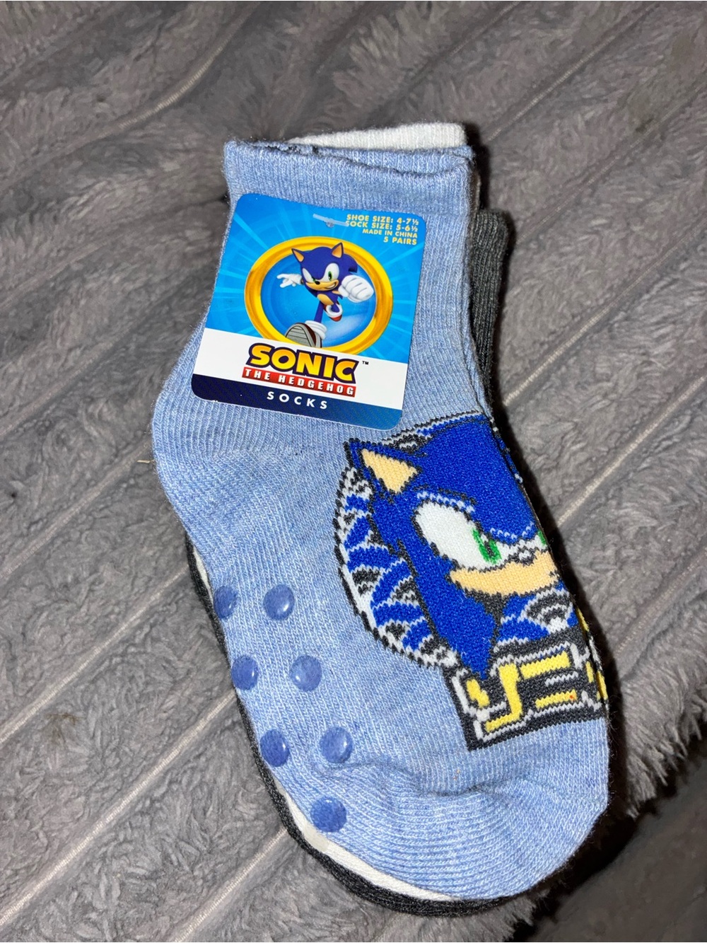 Sonic Kids Light Blue Non-Slip Athletic Socks